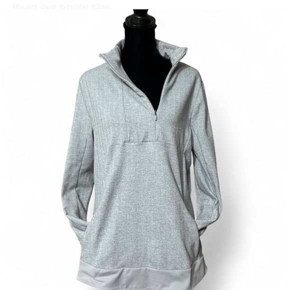 Kyodan Light Gray Cozy Crowl Neck  Sweater With Half Zipper And Front Pocket L. - Picture 2 of 8